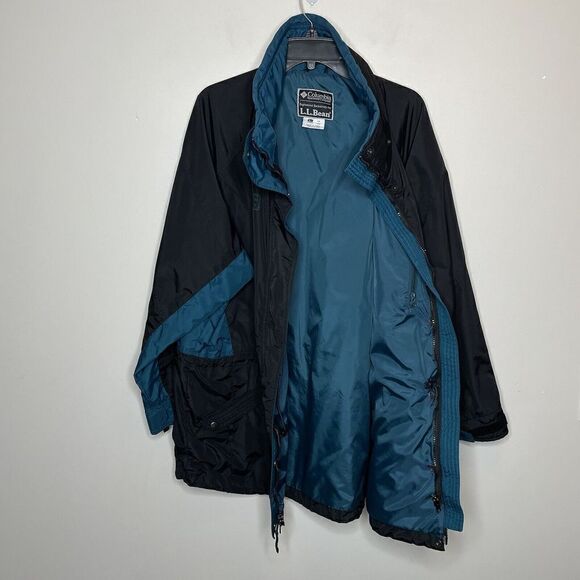 LL BEAN x COLUMBIA Womens Black Green Full-Zip Nylon Jacket Vintage VTG Large L - Picture 6 of 11